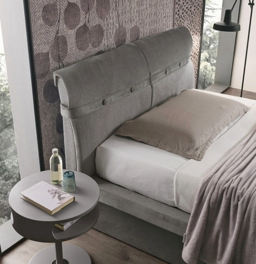 Letto una piazza e mezza imbottito sfoderabile in tessuto e microfibra velluto 