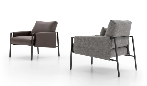 poltrona imbottita design squadrato, moderno