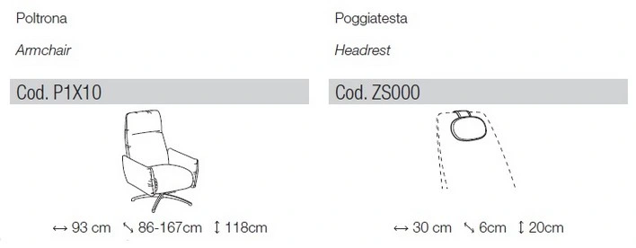 Grafico delle misure Poltrona Prema