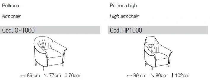Grafico delle misure Poltrona Blum