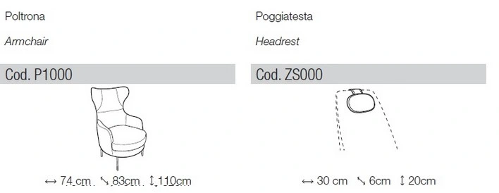 Grafico delle misure Poltrona UP